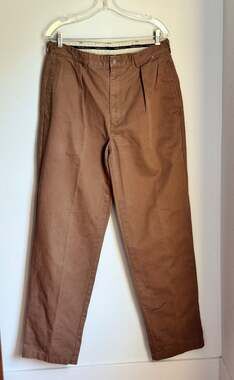 Vintage Polo Ralph Lauren 100% Cotton Pleated Front Chino Pants in Saddle Brown